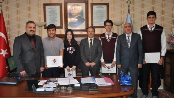 Tübitak Kayseri Finali Bölge Birincisi Bor Fen Lisesi Öğrencileri Müdürlüğümüzü Ziyaret Etti.
