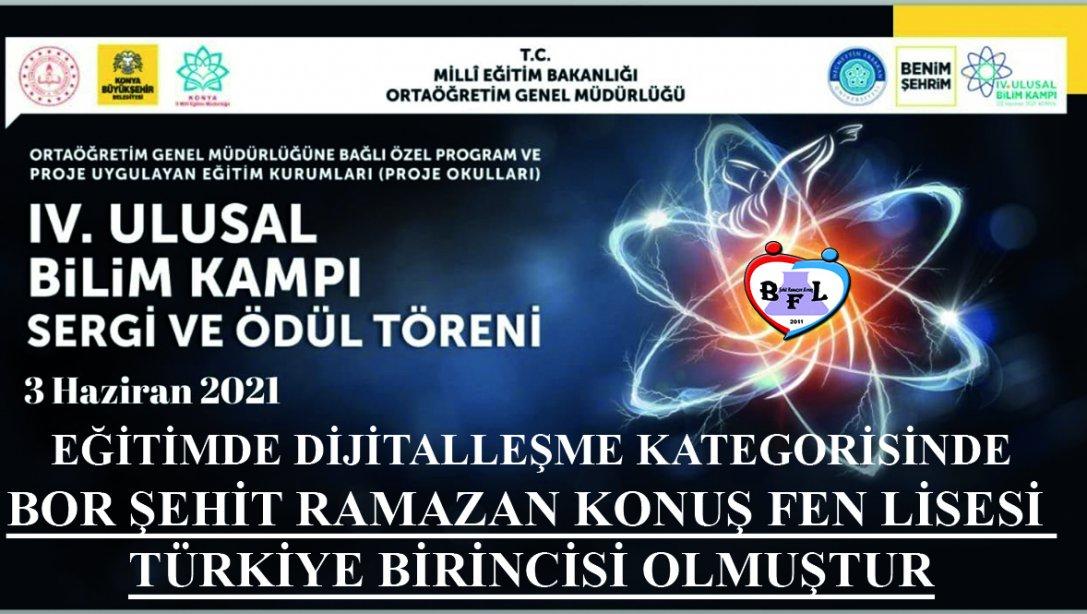 Bor Şehit Ramazan Konuş Fen Lisemizden Dijitalleşme Kategorisinde Türkiye Birinciliği